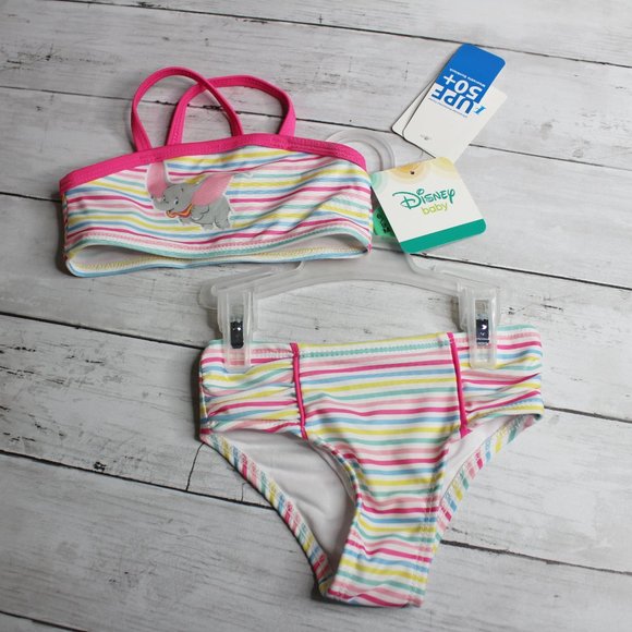 Disney Baby Girl's Swimsuit Size 6-9 Months 2 Piece Dumbo Elephant - Picture 2 of 4